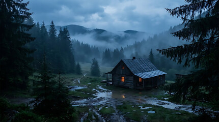 Fototapeta premium house on the mountain