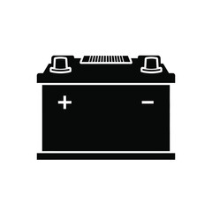 Black car battery silhouette with plus and minus symbols 1