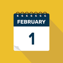 february 1 calendar icon vector illustration with design