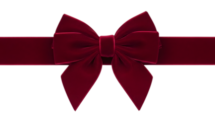 Elegant burgundy velvet bow on black background for gift or decoration
