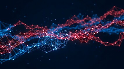 Abstract Network Structure with Blue and Red Nodes for Data Representation and Connectivity in Modern Technology Applications and Scientific Visualizations