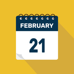 february 21 calendar icon vector illustration with design