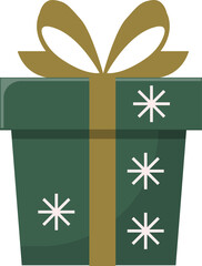 Green Christmas Gift Box with Gold Ribbon