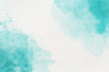 Abstract background texture, soft colors blue, green and white watercolor gradients hand-painted. High resolution ink texture for design. Blank place for text, textures design art work. Color drops