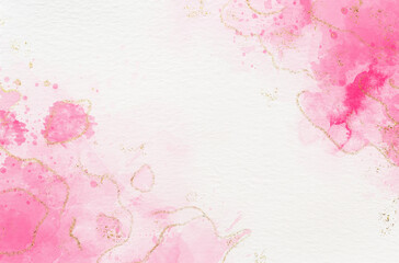 Abstract background texture, soft colors pink and white watercolor gradients hand-painted. High resolution ink texture for design. Blank place for text. Color drops