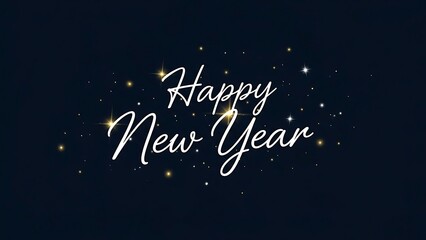 Elegant Happy New Year Greeting with Sparkling Stars on Dark Blue Background for Celebrations and Festive Designs