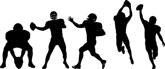 American Football Player Silhouette Bundle
