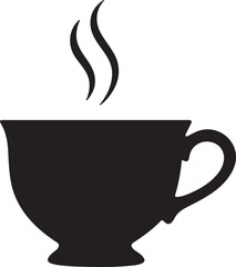 Steaming Beverage Cup Silhouette Icon Coffee or Tea Symbol Vector Illustration 
