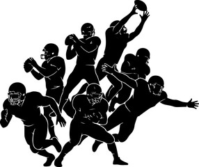 American Football Player Silhouette Bundle