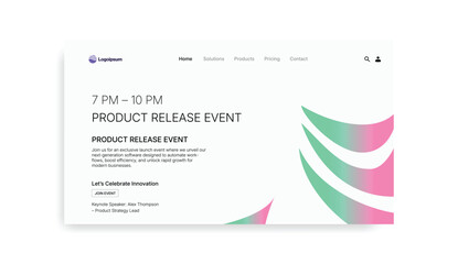 Product Release Event Website 7 10 PM Innovation Celebration Software Launch Business Efficiency Digital Marketing