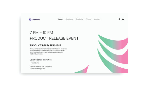 Product Release Event Website 7 10 PM Innovation Celebration Software Launch Business Efficiency Digital Marketing