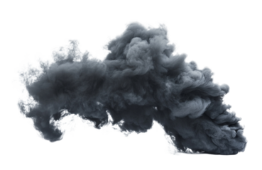 transparent gray smoke cloud billowing against a solid transparent background