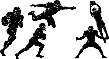 American Football Player Silhouette Bundle