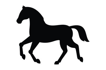 silhouette of a running horse, horse black flat vector illustration