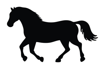 silhouette of a running horse, horse black flat vector illustration
