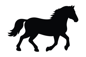 silhouette of a running horse, horse black flat vector illustration