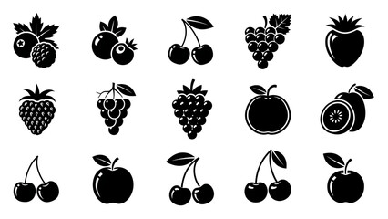 Vector Silhouette Fruits Icon Set 