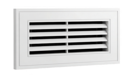 White louvre vent grille isolated on transparent background