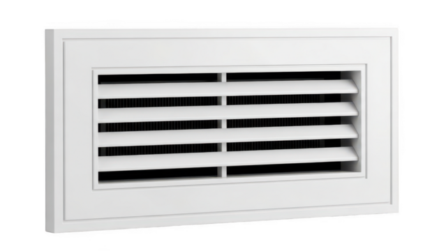 White louvre vent grille isolated on transparent background