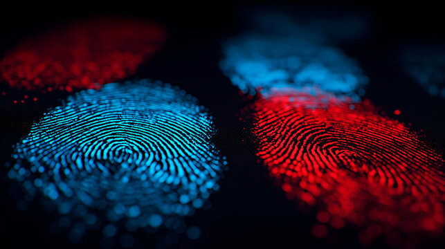 Abstract representation of colorful fingerprints showcasing technology in security and identification processes.