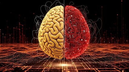 AI Brain Concept Featuring Neural Networks and Human Intelligence Merging Technology and Biology Representing Artificial Intelligence and Consciousness Exploring Future of AI