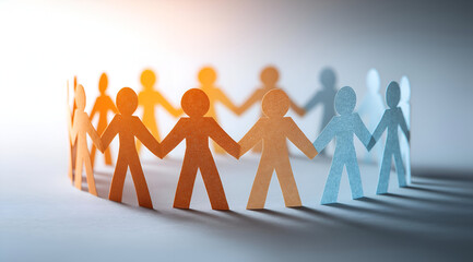 Symbolic paper figures representing unity, diversity, and collaboration, highlighting the importance of community and togetherness.
