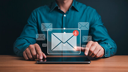 Email notification concept via technology in business communication.