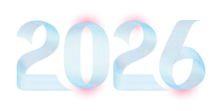 Vector design of the year 2026 in blue lines on white