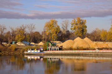 sand quarry on the riverbank