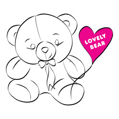 Lovely bear holding heart balloon cute teddy graphic for kids and valentine t shirt design