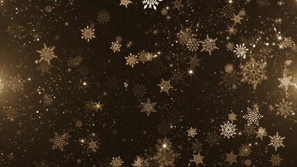 Luxury golden Christmas background with glittering gold particles, shimmering bokeh light, shiny stars and festive snowflakes gently falling. - Powered by Adobe