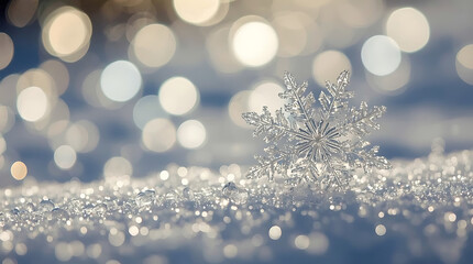 Sparkling snowflake with shimmering ice crystals creating a magical winter wonderland scene perfect for holiday and seasonal designs and backgrounds