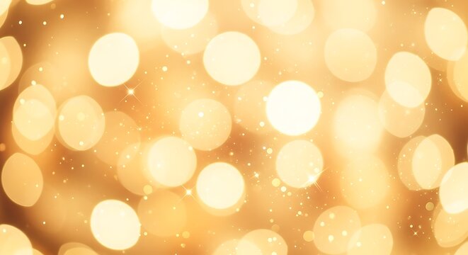 Golden bokeh lights and sparkling particles abstract background bright celebration - Powered by Adobe