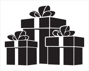 Three Gift Boxes Silhouette Icon Design