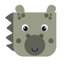 Cute cartoon dinosaur face graphic for kids t-shirt design simple adorable Dino illustration