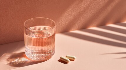 Vitamin water glass on table