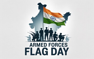 Armed Forces Flag Day tribute India map soldiers rifles patriotic art.