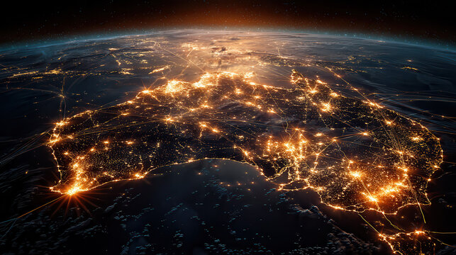 Australia illuminated at night from space - Powered by Adobe