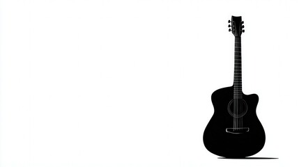 Fototapeta premium Acoustic guitar minimal silhouette isolated on white background