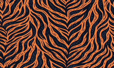 Vibrant orange animal skin fur texture in a seamless pattern