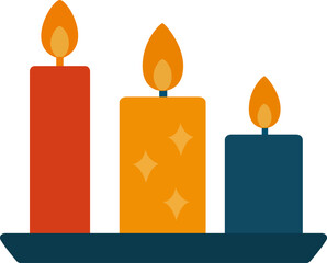 Illustration of Lit Candles on a Candlestick