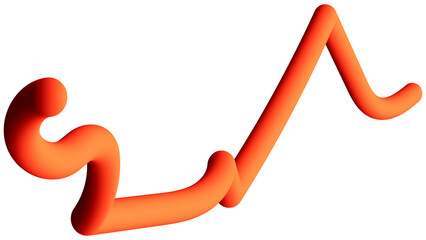 Abstract 3d orange curved tube. Dynamic fluid line shape. Modern digital render art
