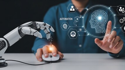 Businessman holding a gas pump with a clock icon showing global business technology and communication concept