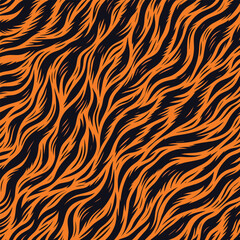 Dynamic animal skin with flowing orange fur texture pattern