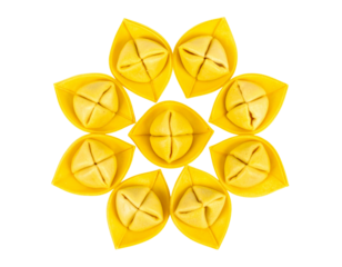 Golden Fried Crab Rangoon Wontons, Top-Down View, Isolated on Transparent Background