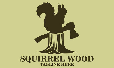 Squirrel wood logo. Squirrel wood illustration vector logo design