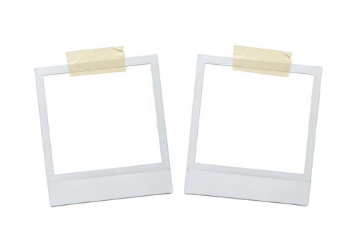 Two photo frames with tape isolated on transparent background