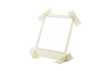 Blank photo frame with tape isolated on transparent background