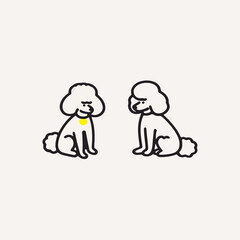 Minimalist dog illustration featuring two stylized canine characters in a simple design