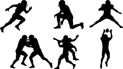 American Football Player Silhouette Bundle &ndash; Action Pose Vector Set